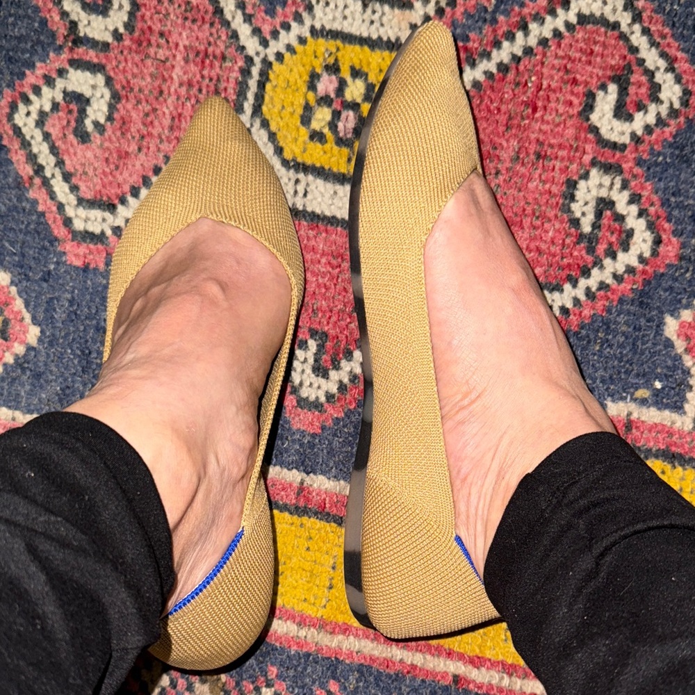 Rothy's Tan Flats with Blue Accents